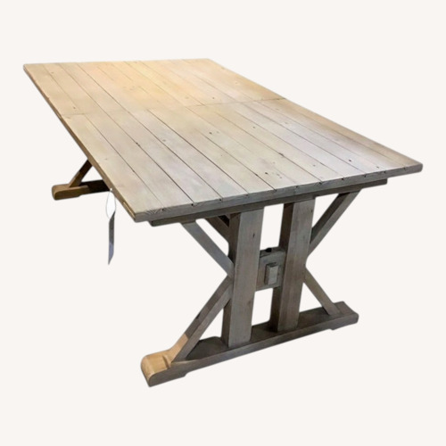 Used Reclaimed Wood Trestle Dining Table W 24" Leaf for sale on AptDeco