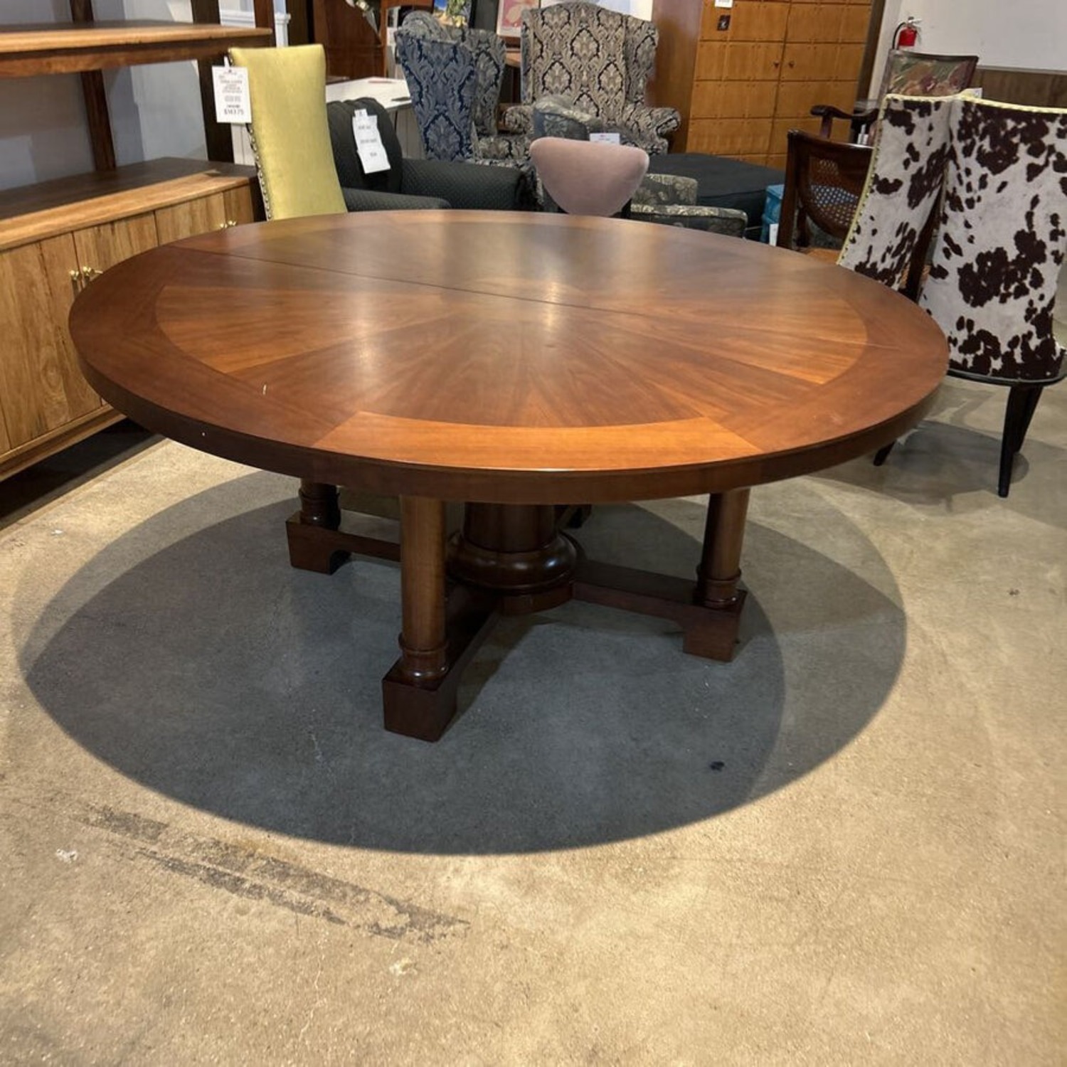 Regency Style Round W Two 18" Leaves Dining Table - image-2