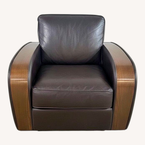 Used Art Deco Leather & Wood Club Chair  for sale on AptDeco