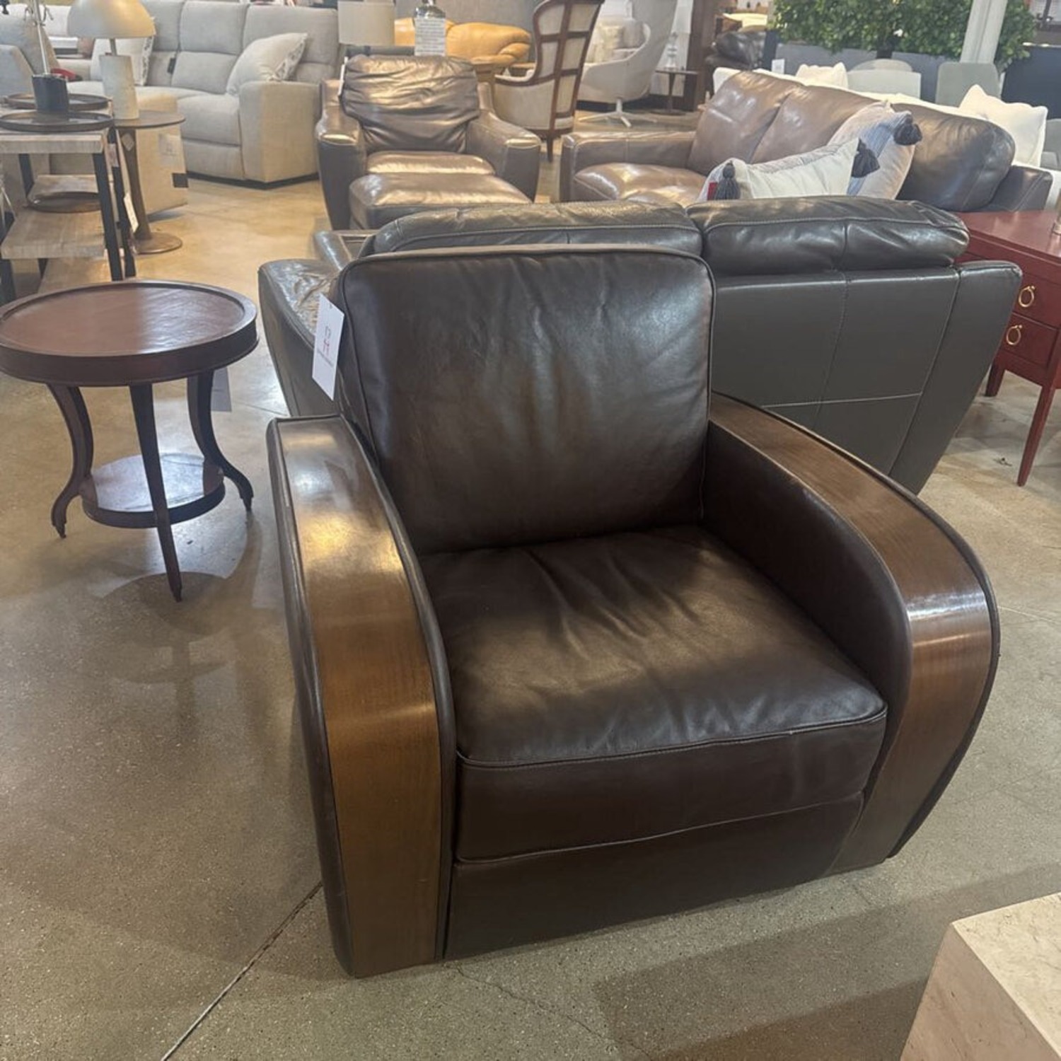 Art Deco Leather & Wood Club Chair  - image-2