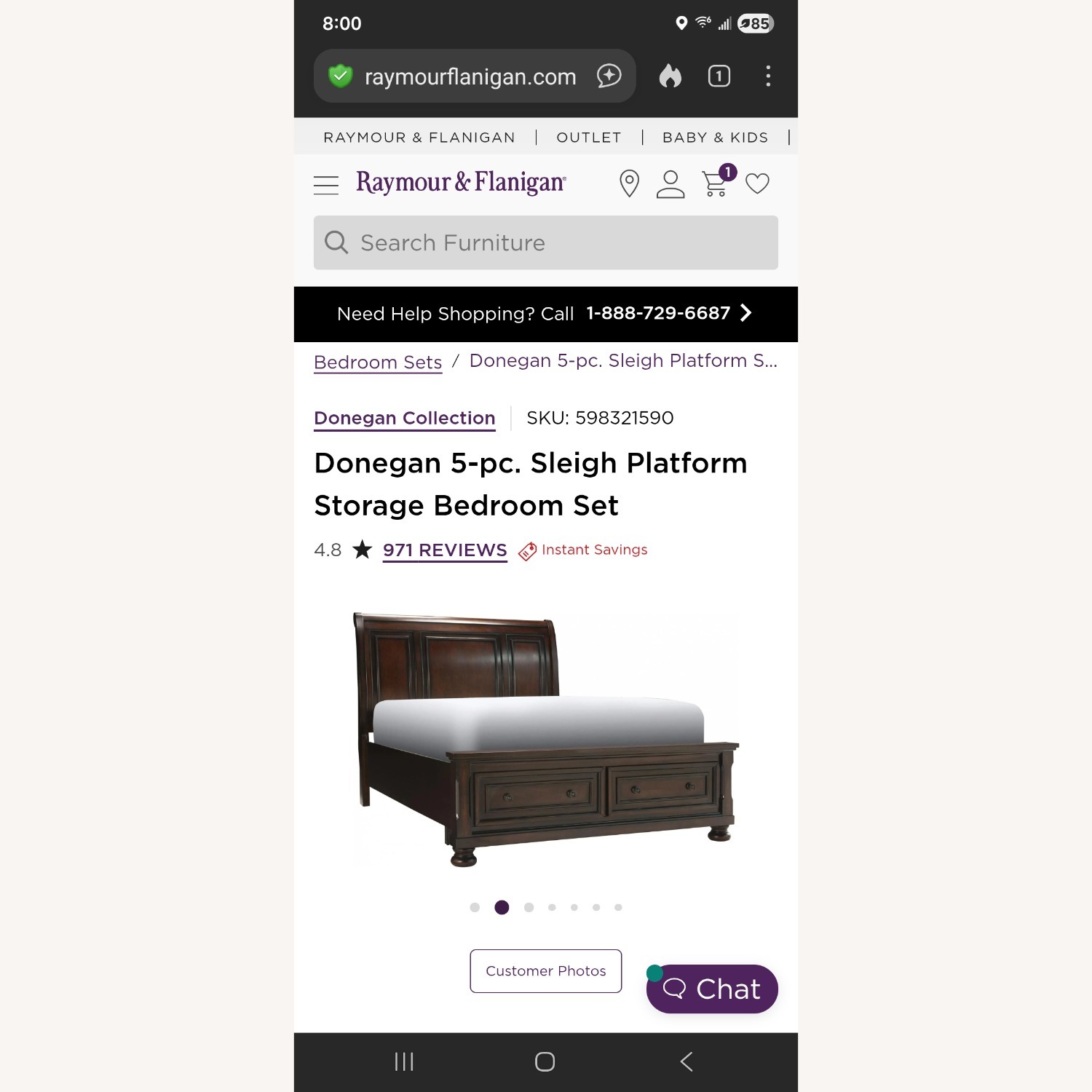 Raymour & Flanigan Dark Brown Wood Queen Bed - image-1