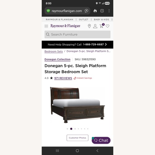 Used Raymour & Flanigan Dark Brown Wood Queen Bed for sale on AptDeco