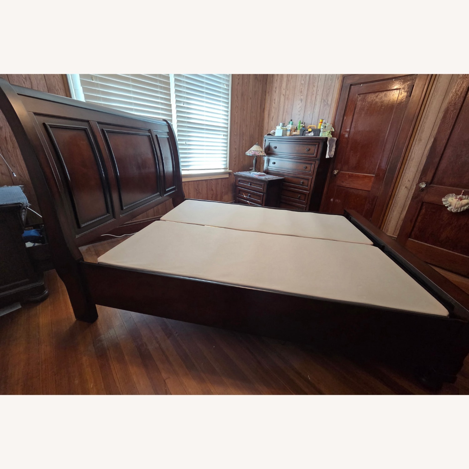 Raymour & Flanigan Dark Brown Wood Queen Bed - image-5