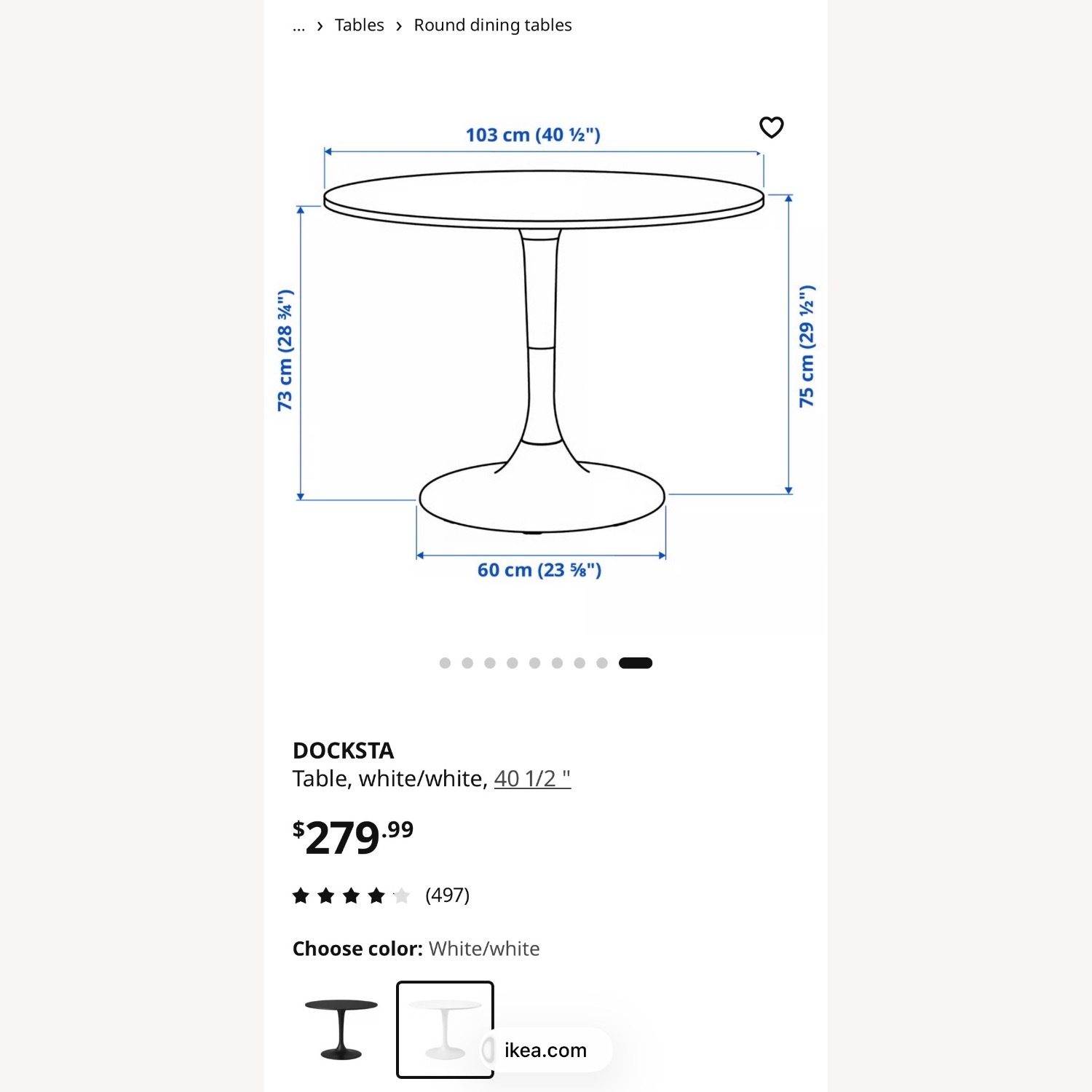 IKEA White DOCKSTA Tulip Table  - image-2