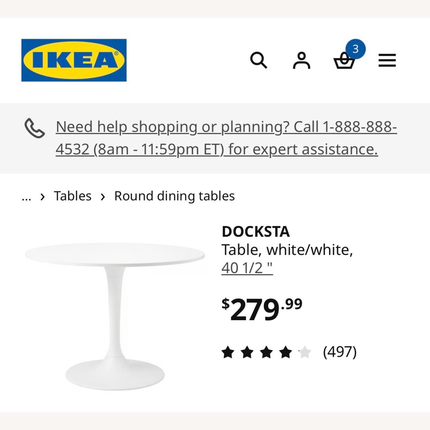 IKEA White DOCKSTA Tulip Table  - image-1
