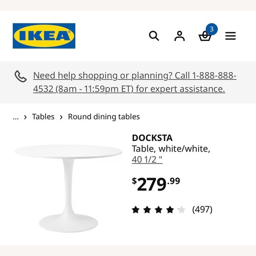 Used IKEA White DOCKSTA Tulip Table  for sale on AptDeco