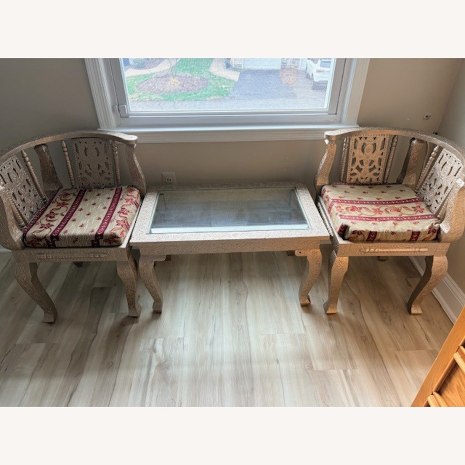 Vintage Carved Chair Table Set - image-1