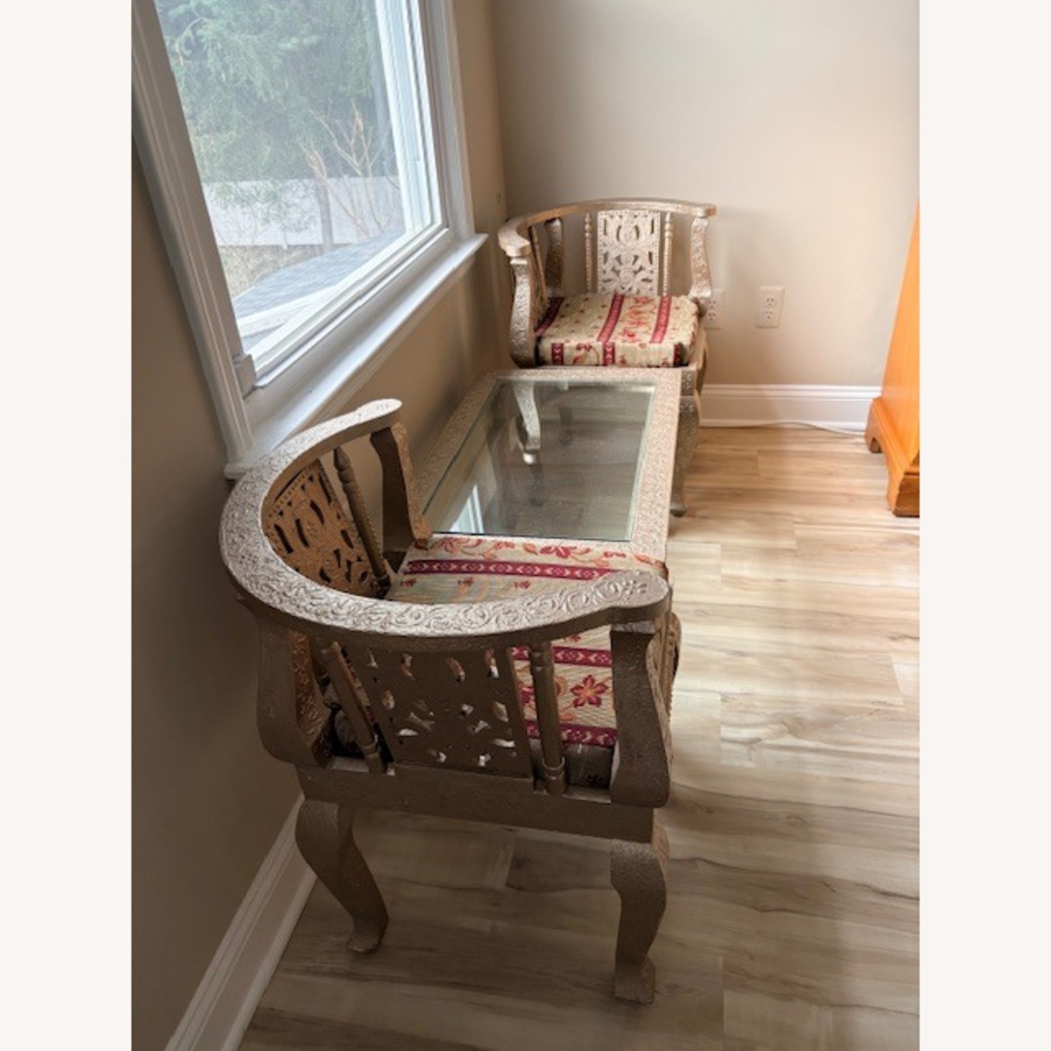 Vintage Carved Chair Table Set - image-2