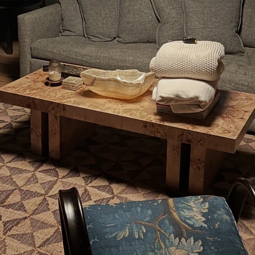 Used Lulu & Georgia Brisa Burl Light Brown Wood Coffee Table for sale on AptDeco