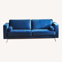 Comfy Mid Century Modern Sofa - Blue Velvet