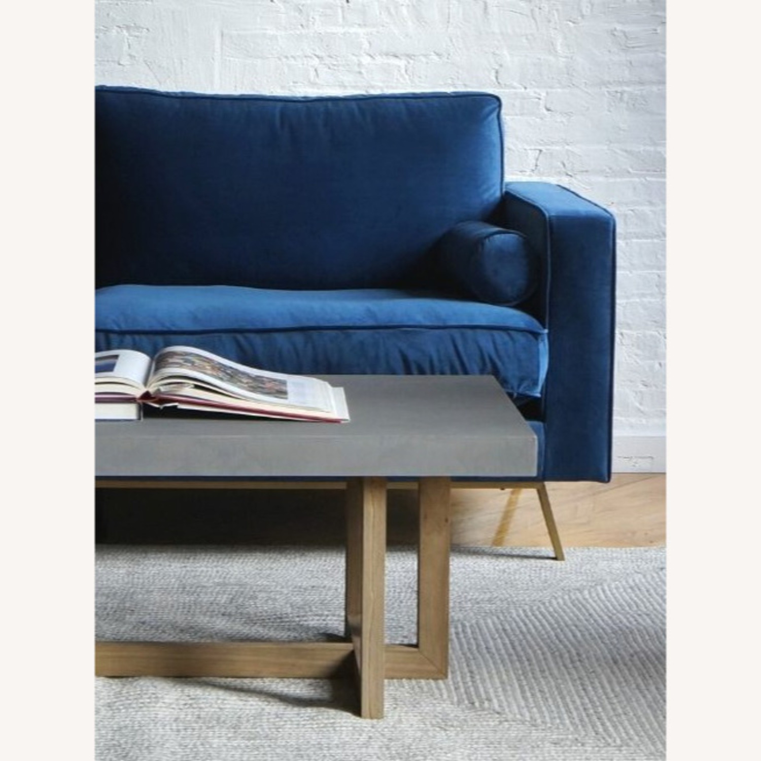 Comfy Mid Century Modern Sofa - Blue Velvet - image-6