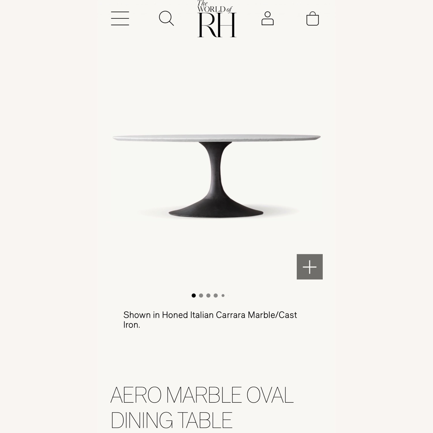 Restoration Hardware Aero Marble Oval Dining Table - image-7