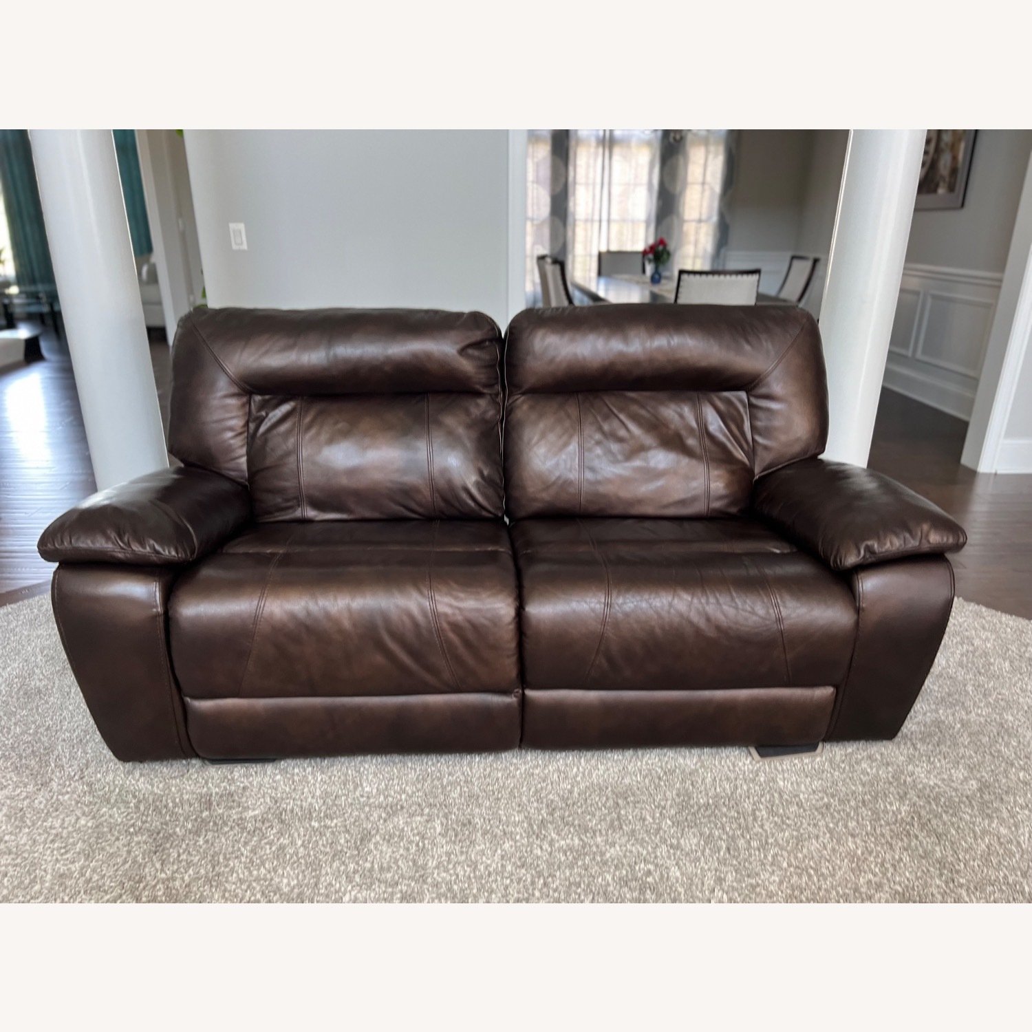 Ashley Furniture Dark Brown Leather 2 Seater Sofa - image-1