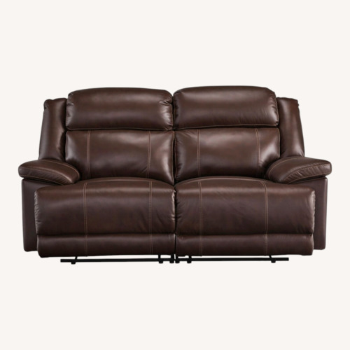 Used Ashley Furniture Dark Brown Leather 2 Seater Sofa for sale on AptDeco