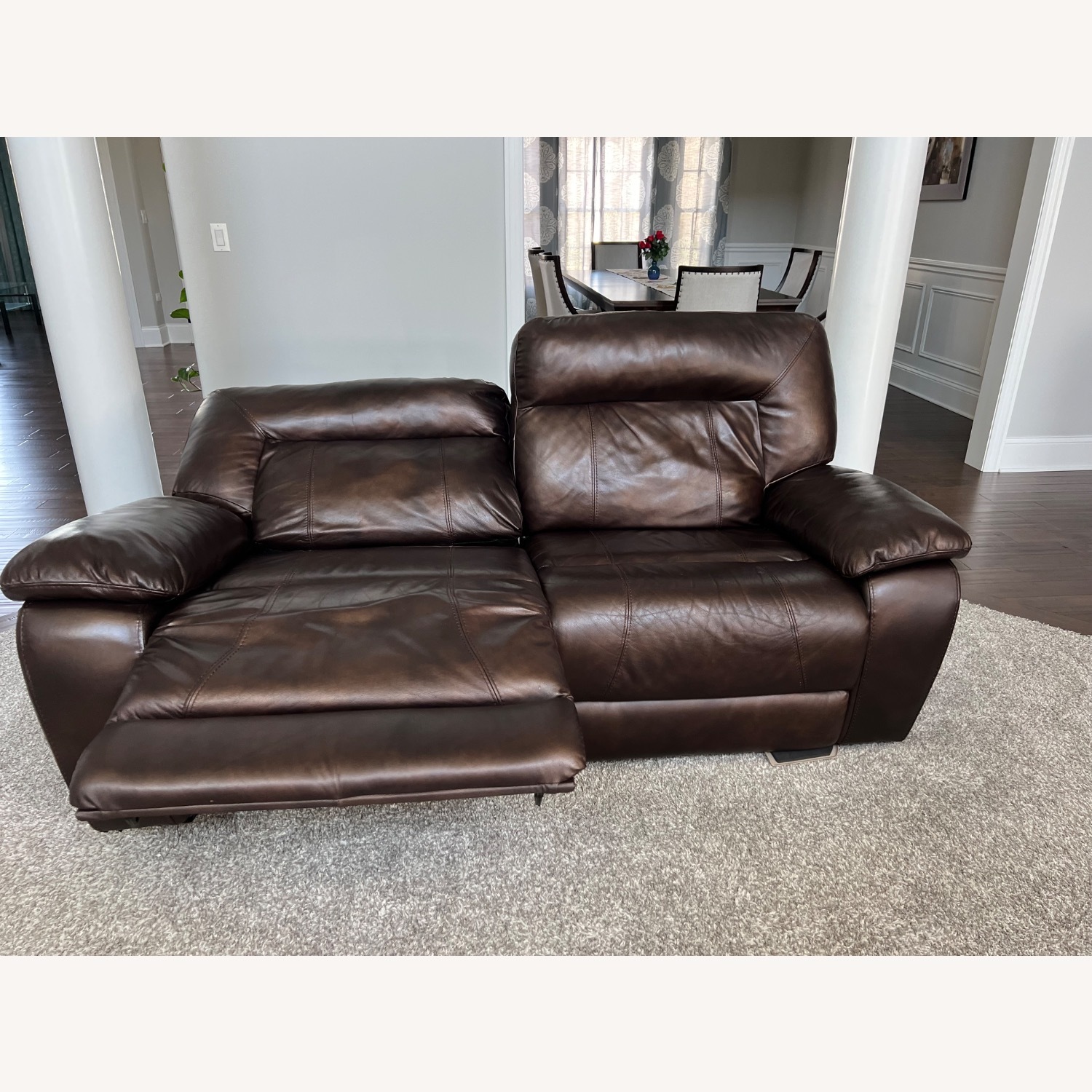 Ashley Furniture Dark Brown Leather 2 Seater Sofa - image-2