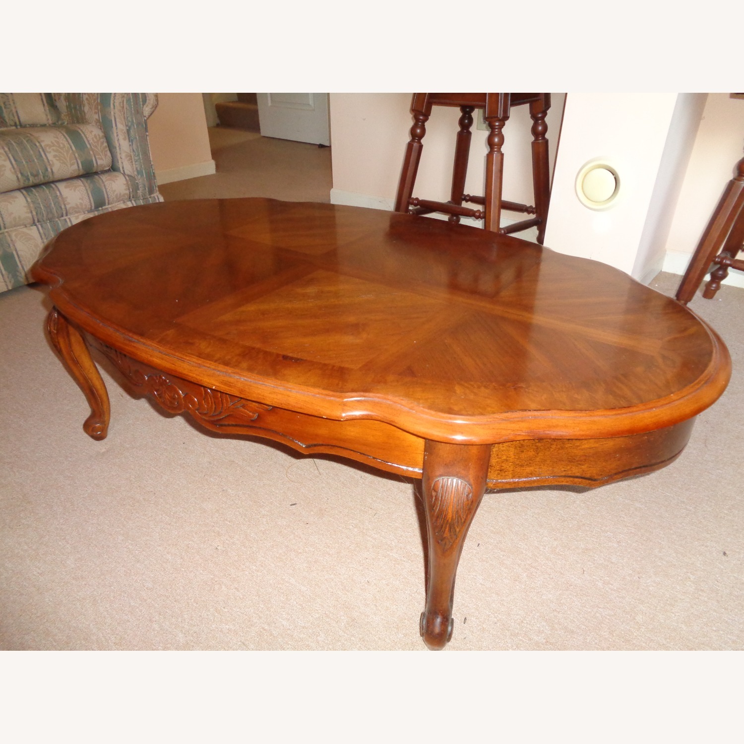 French Provincial Oval Coffee Table - image-2