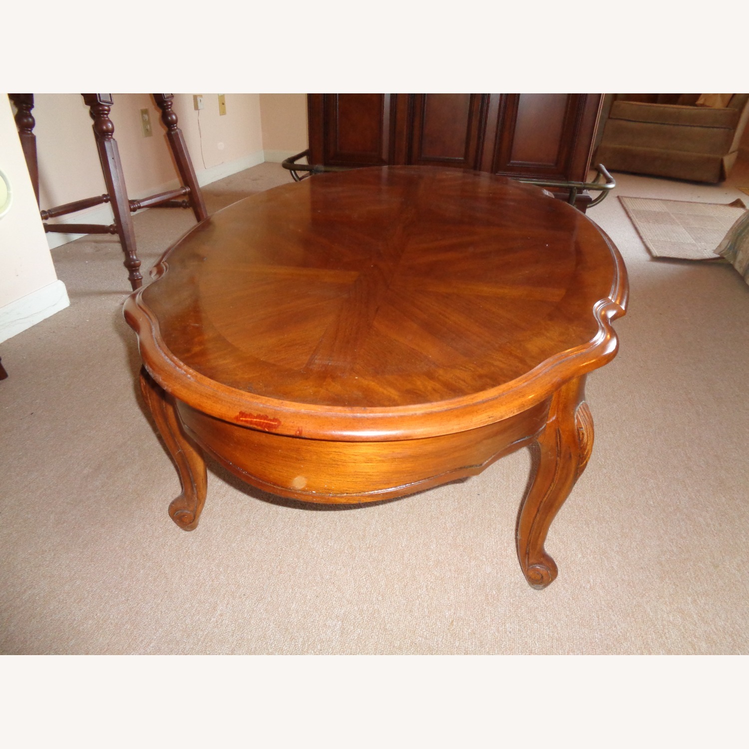 French Provincial Oval Coffee Table - image-3