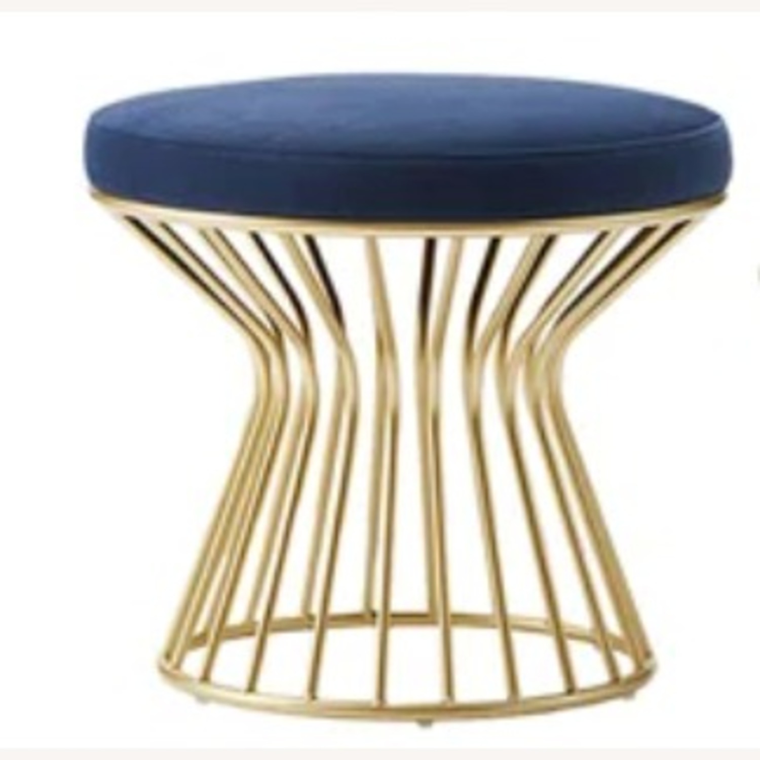 Wayfair Oakland - Mercer41 Blue Velvet Ottoman - image-1