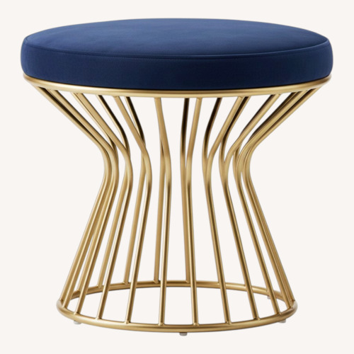 Used Wayfair Oakland - Mercer41 Blue Velvet Ottoman for sale on AptDeco