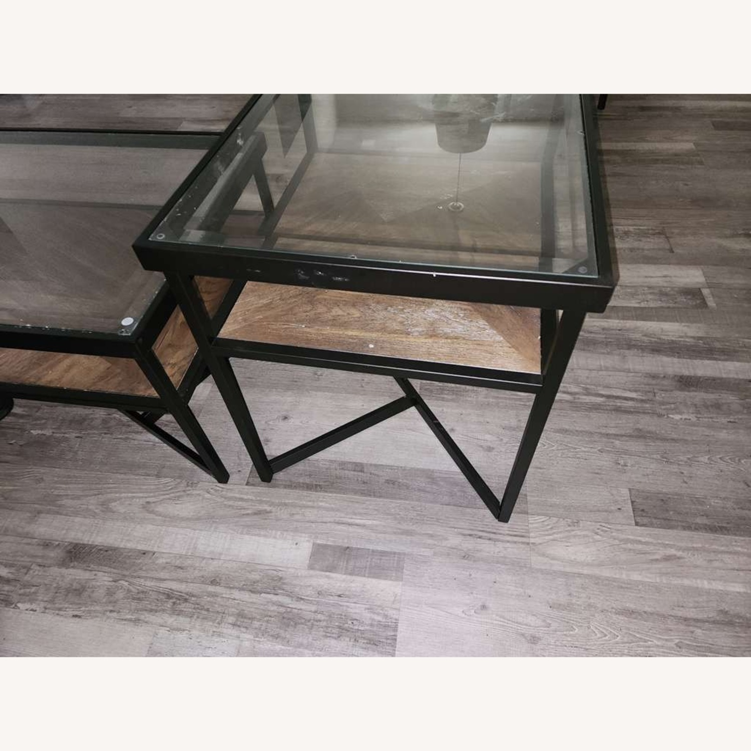 Modern Black/Dark Wood Coffee Table - image-2