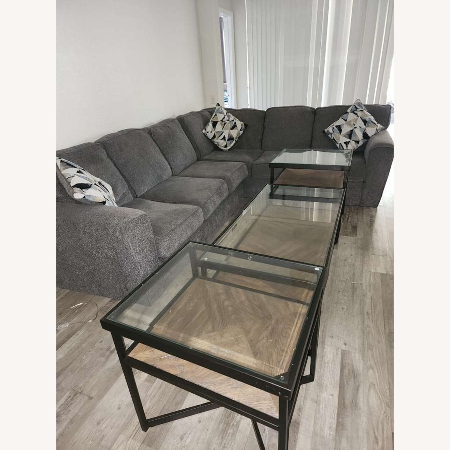 Modern Black/Dark Wood Coffee Table - image-3