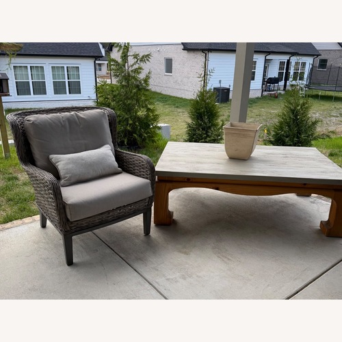 Used Light Gray Wood Patio Furniture for sale on AptDeco