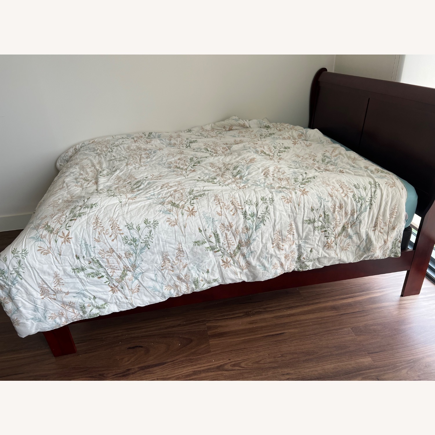 Dark Brown Wood Queen Bed - image-2
