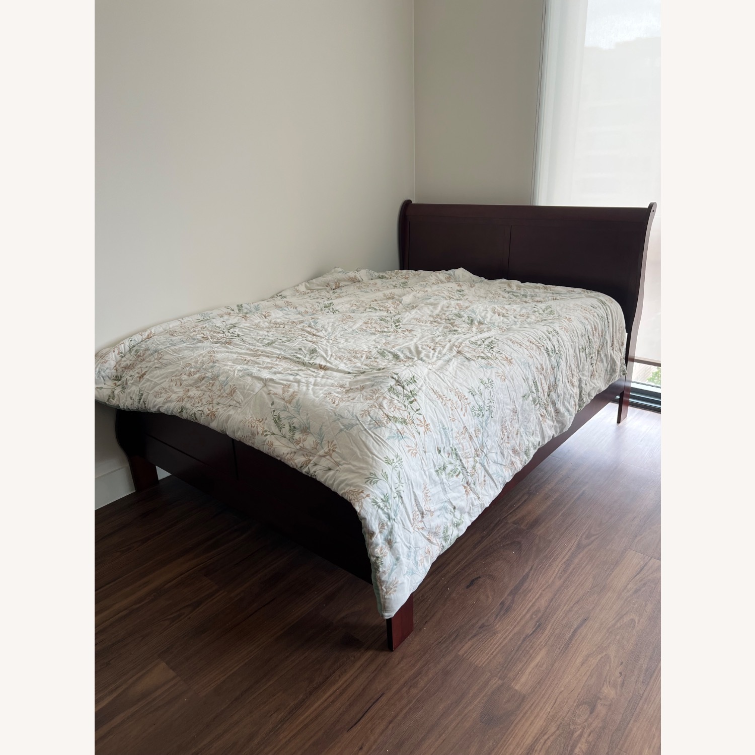 Dark Brown Wood Queen Bed - image-3