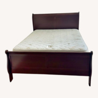 Dark Brown Wood Queen Bed
