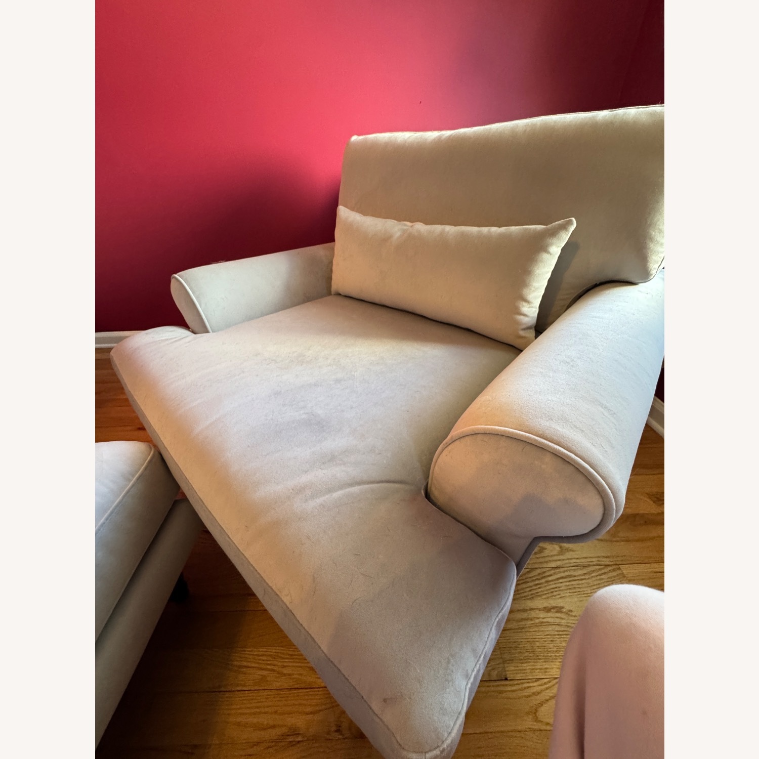 Pale Blue Loveseat with Ottoman - image-4