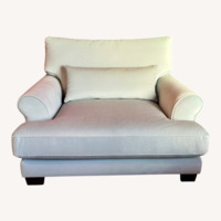 Pale Blue Loveseat with Ottoman