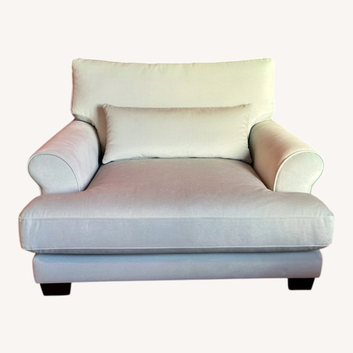 Used Pale Blue Loveseat with Ottoman for sale on AptDeco