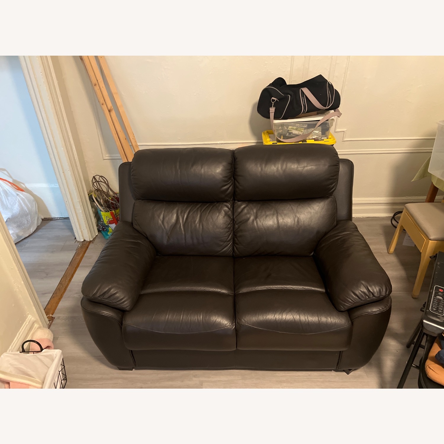 Black Leather Loveseat - image-2