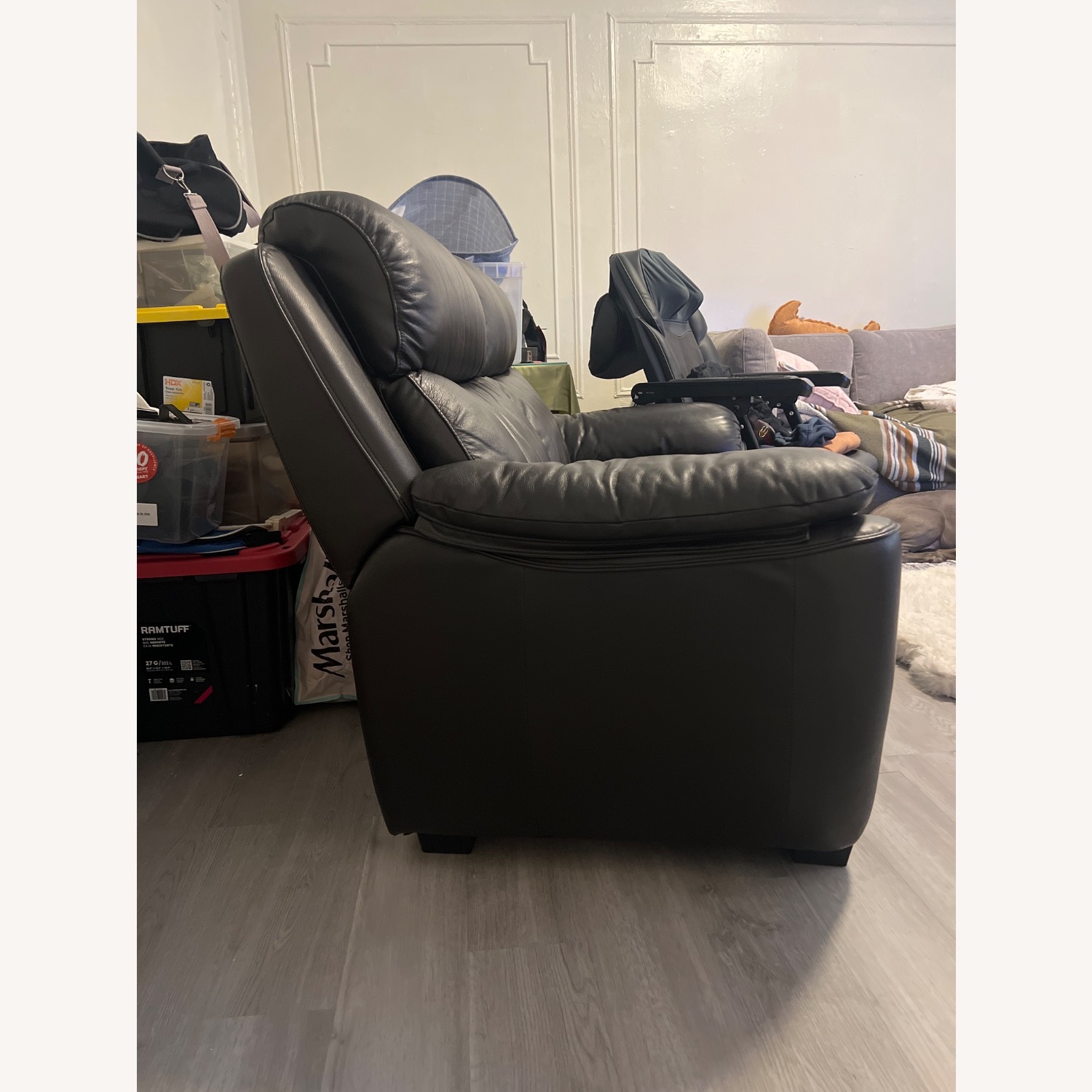 Black Leather Loveseat - image-3