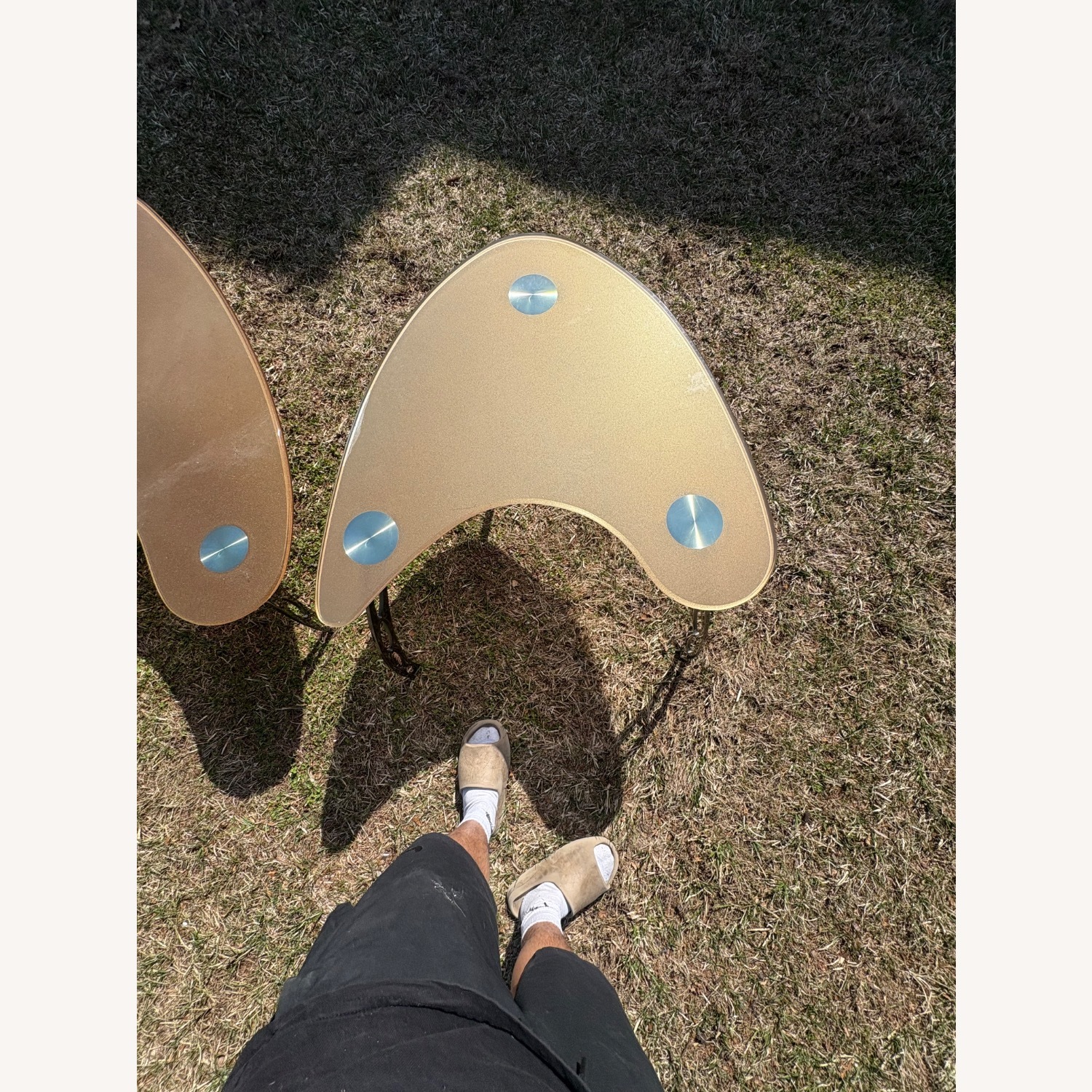 Light Brown Glass Coffee Table - image-5