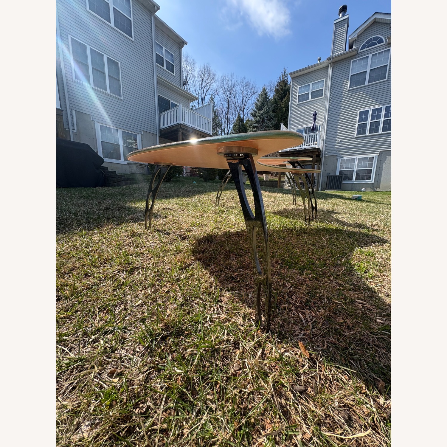 Light Brown Glass Coffee Table - image-3