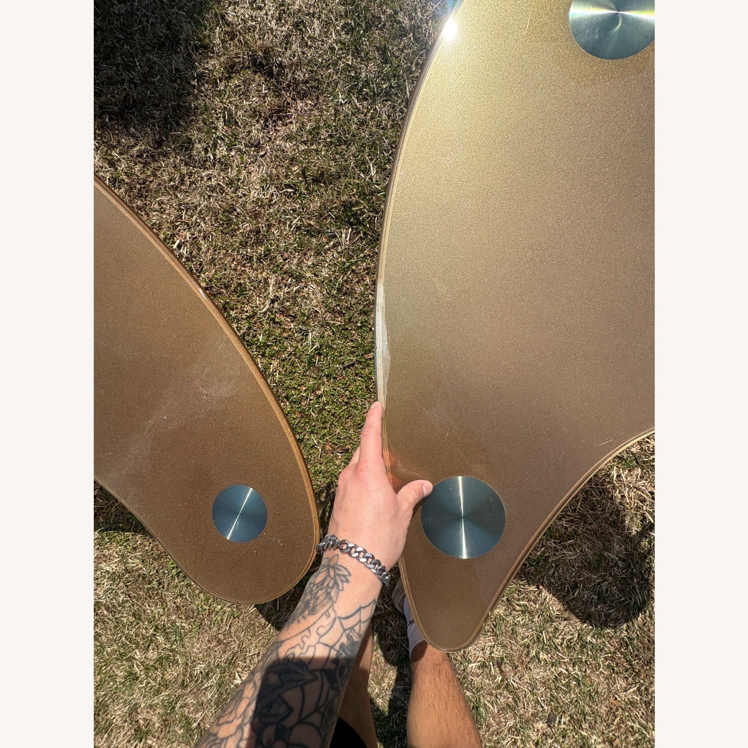 Light Brown Glass Coffee Table - image-4