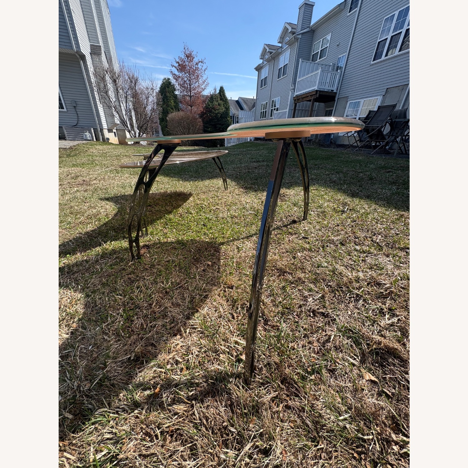 Light Brown Glass Coffee Table - image-6
