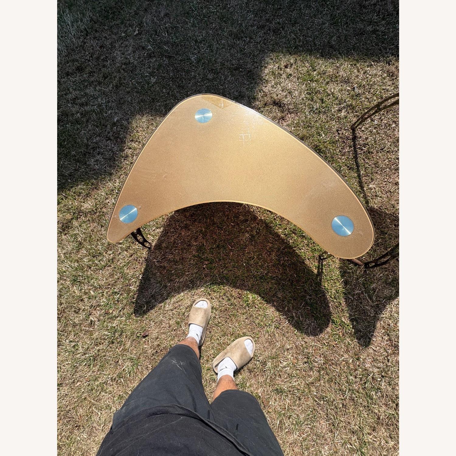 Light Brown Glass Coffee Table - image-2