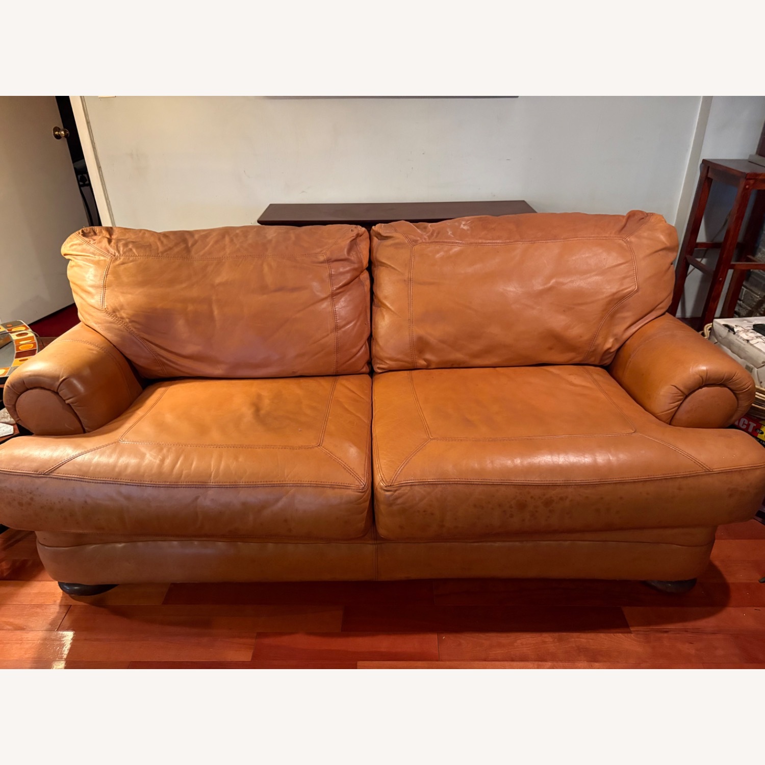 Premium Saddle Brown Leather Sofa  - image-1