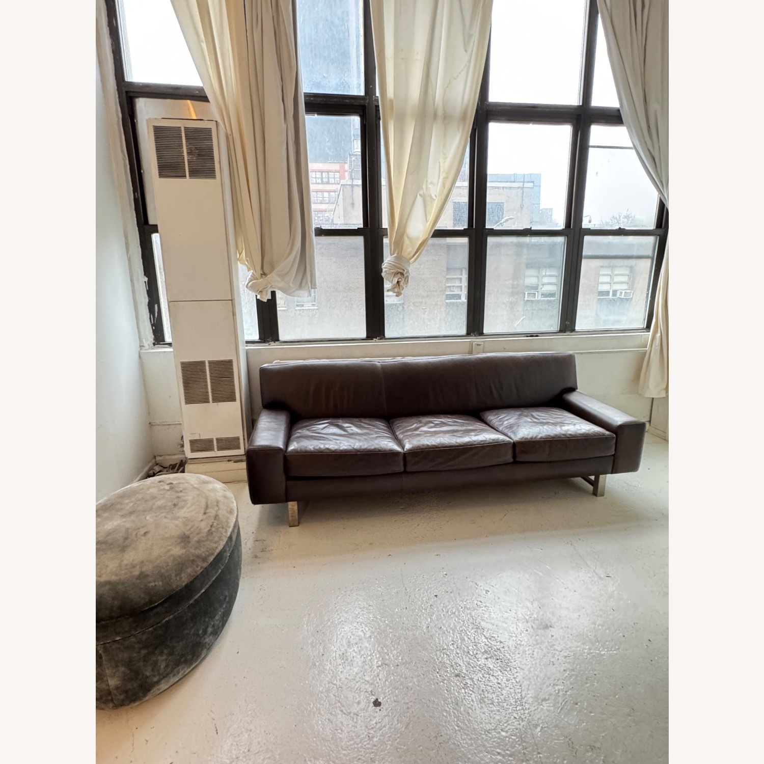 Crate & Barrel Dark Brown Leather 3+ Seater Sofa - image-2