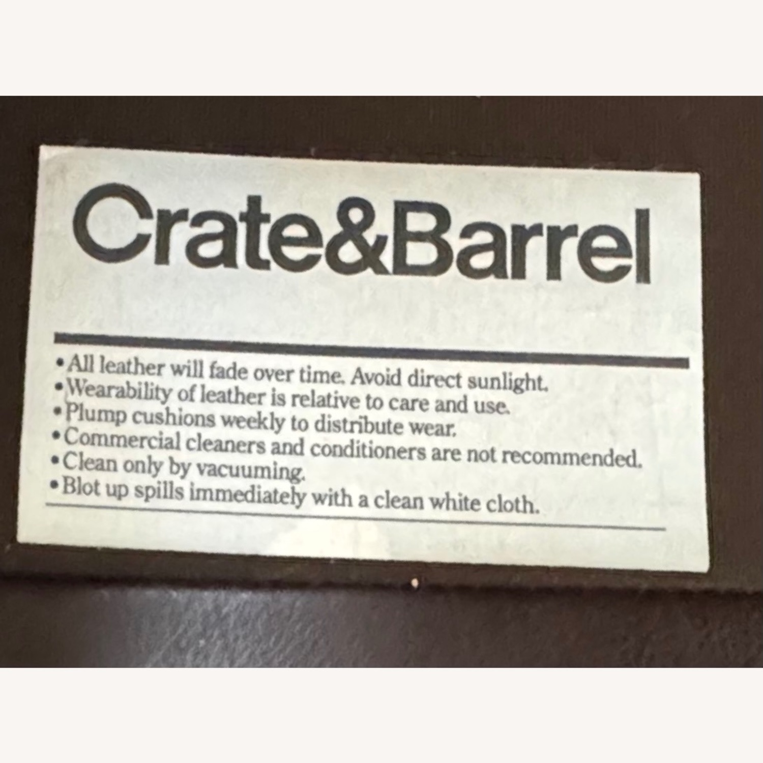 Crate & Barrel Dark Brown Leather 3+ Seater Sofa - image-5