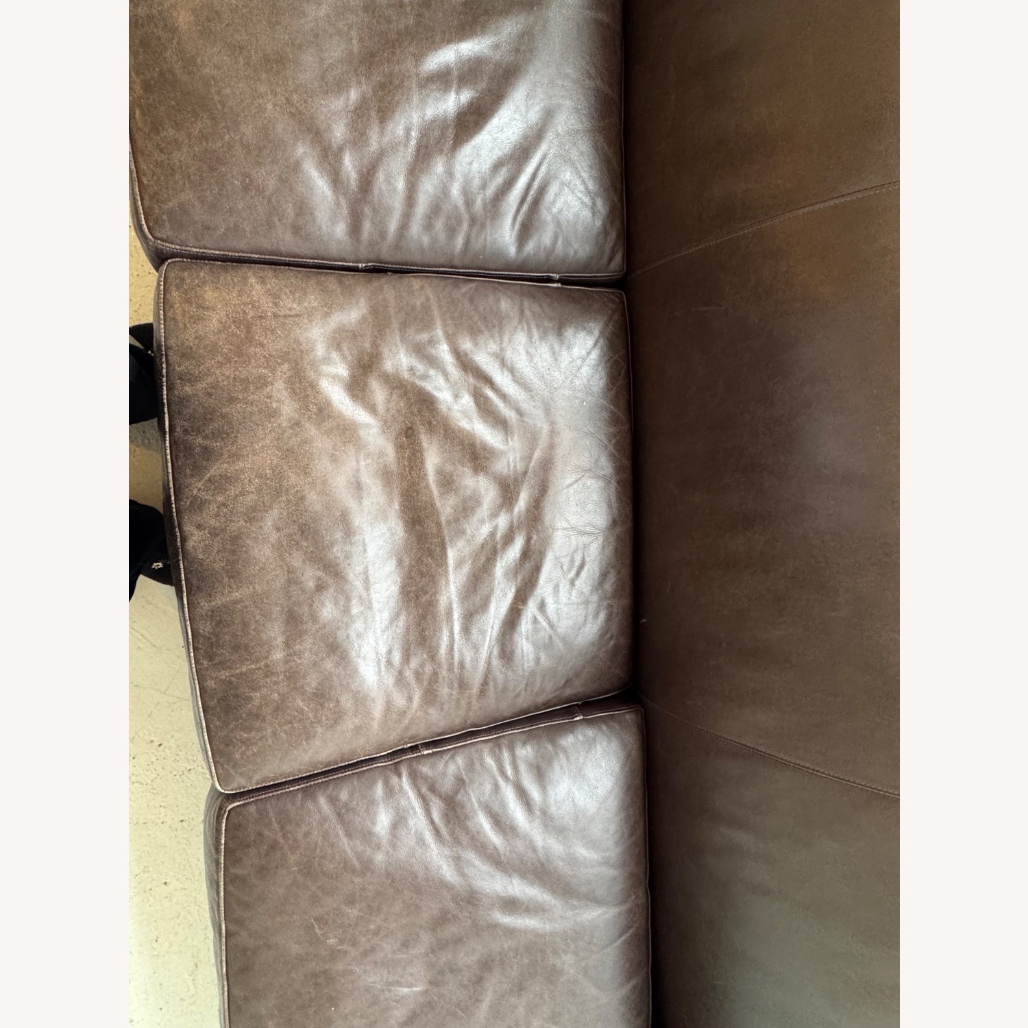 Crate & Barrel Dark Brown Leather 3+ Seater Sofa - image-4