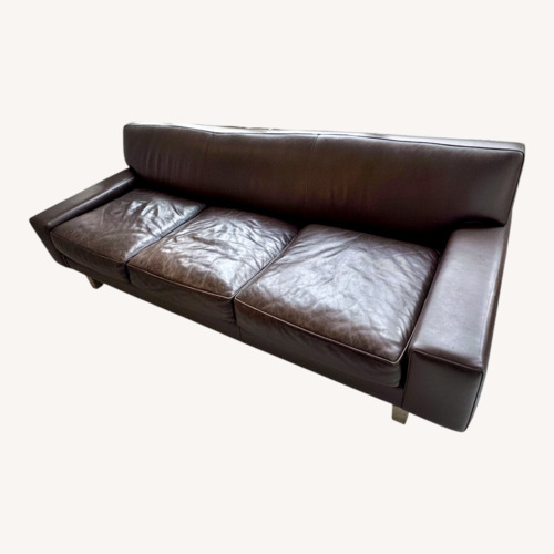 Used Crate & Barrel Dark Brown Leather 3+ Seater Sofa for sale on AptDeco