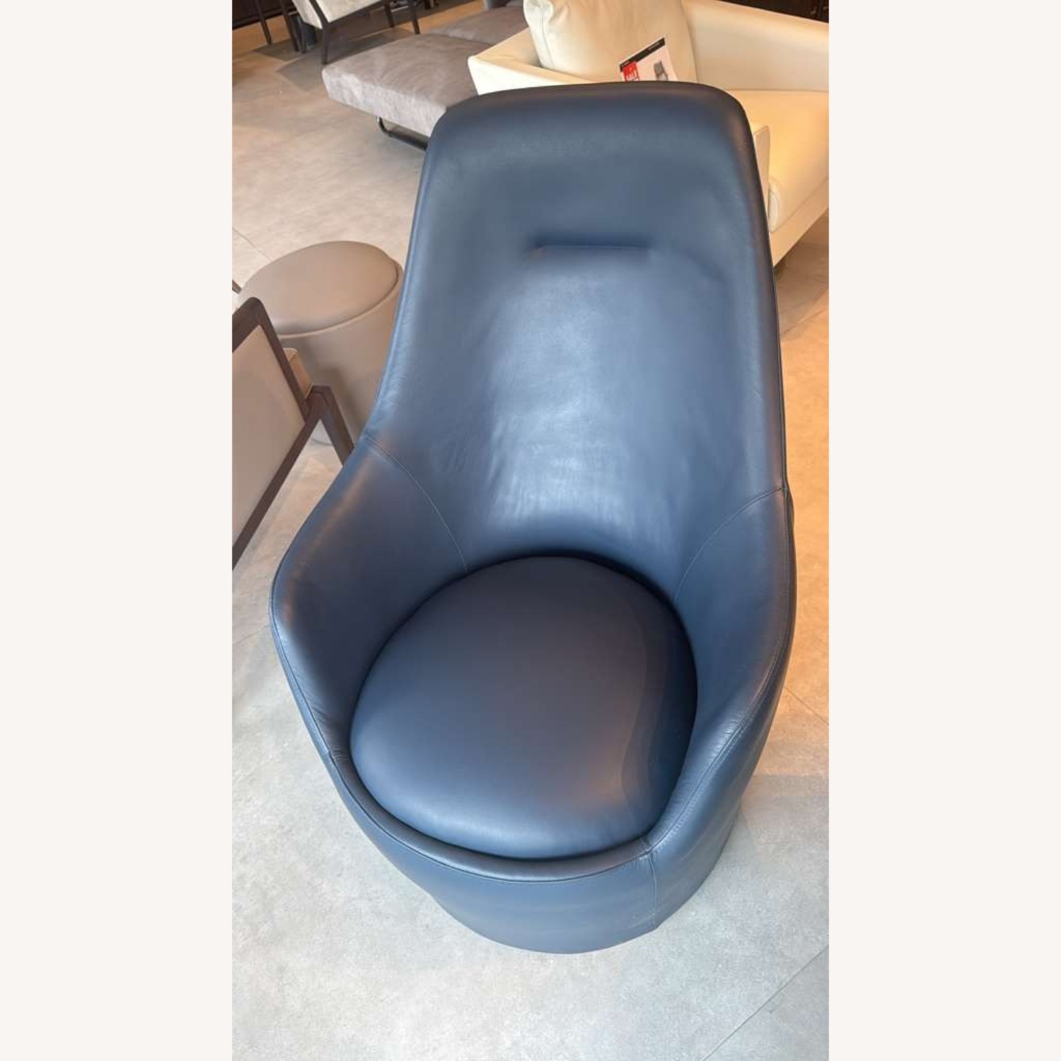 Lazzoni Lande Blue Leather Armchair - image-1