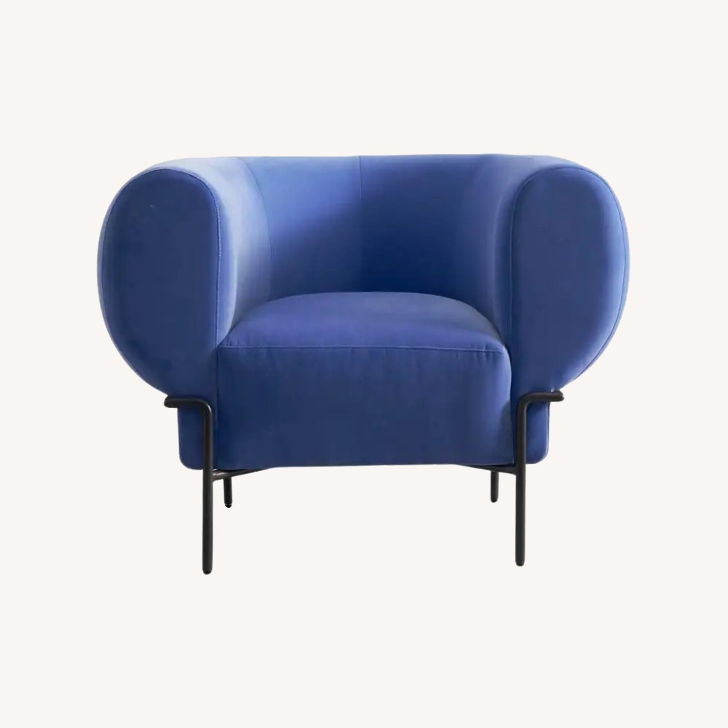 Velvet Modern Lounge Chair with Black Metal Base - image-6