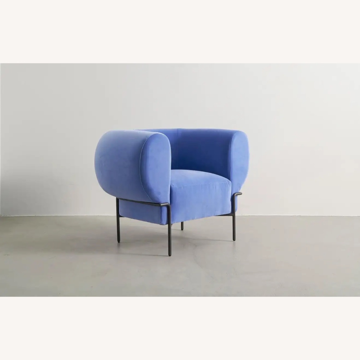 Velvet Modern Lounge Chair with Black Metal Base - image-5