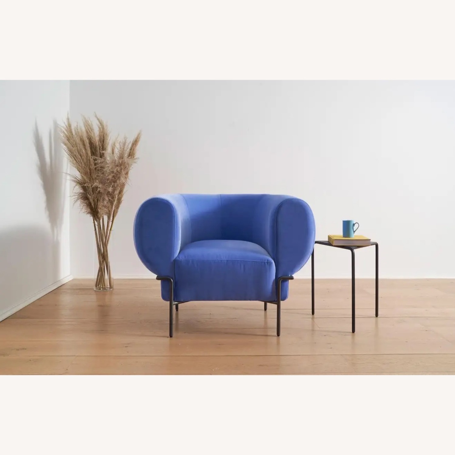 Velvet Modern Lounge Chair with Black Metal Base - image-2