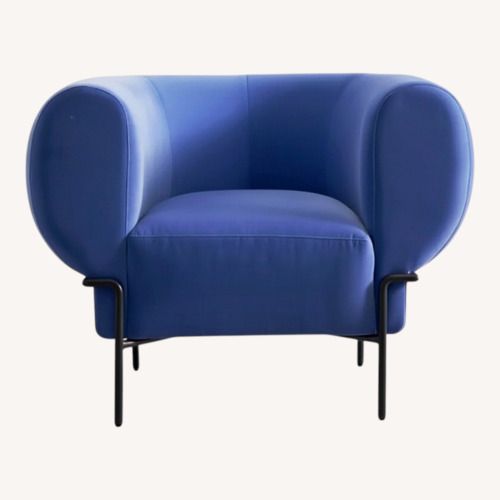 Used Velvet Modern Lounge Chair with Black Metal Base for sale on AptDeco