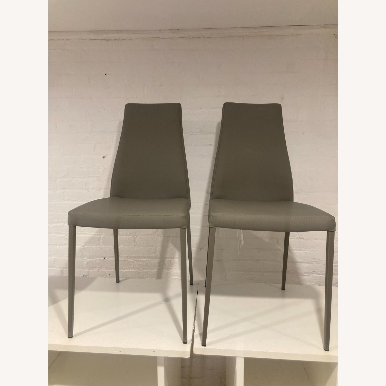 Calligaris Aida Light Gray Leather Dining Chairs - image-2